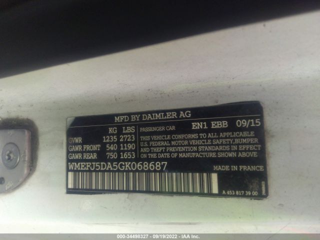 Photo 8 VIN: WMEFJ5DA5GK068687 - SMART FORTWO 