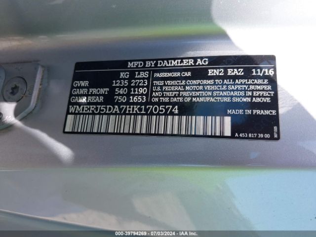 Photo 8 VIN: WMEFJ5DA7HK170574 - SMART FORTWO 