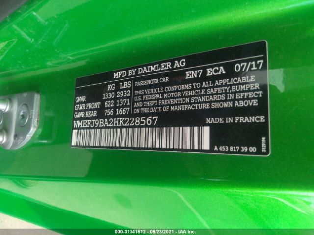 Photo 8 VIN: WMEFJ9BA2HK228567 - SMART FORTWO ELECTRIC DRIVE 