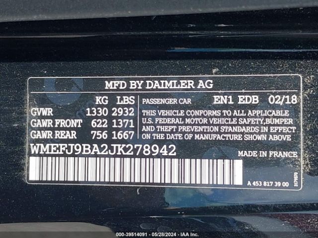 Photo 8 VIN: WMEFJ9BA2JK278942 - SMART FORTWO 