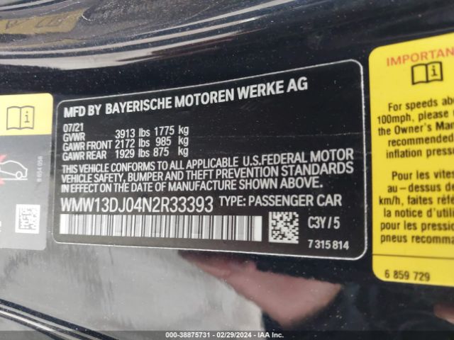 Photo 8 VIN: WMW13DJ04N2R33393 - MINI SE HARDTOP 