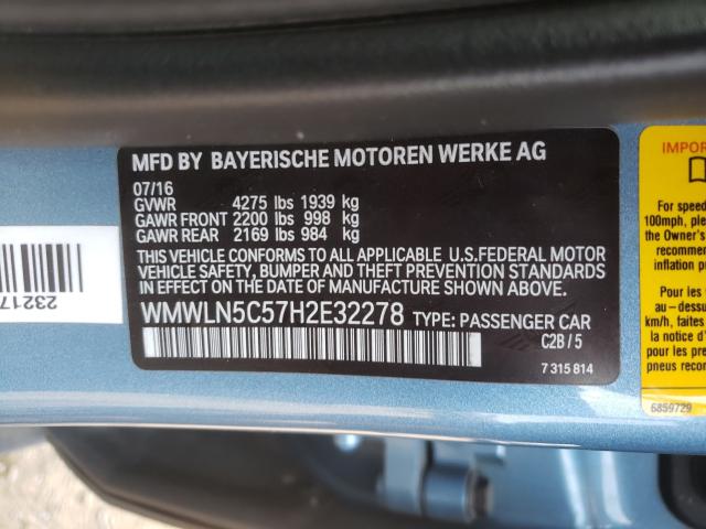 Photo 9 VIN: WMWLN5C57H2E32278 - MINI COOPER CLU 