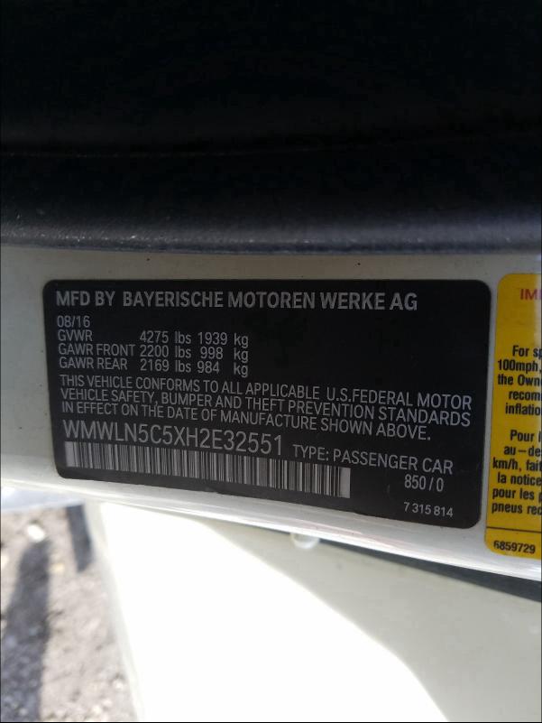 Photo 9 VIN: WMWLN5C5XH2E32551 - MINI COOPER CLU 