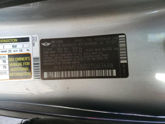 Photo 11 VIN: WMWMF33507TU63688 - MINI COOPER 