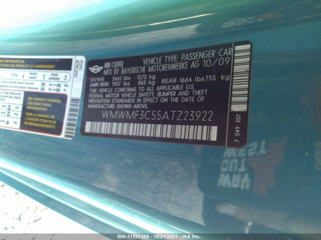 Photo 8 VIN: WMWMF3C55ATZ23922 - MINI COOPER HARDTOP 