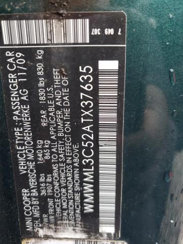 Photo 11 VIN: WMWML3C52ATX37635 - MINI COOPER CLU 