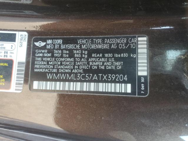 Photo 12 VIN: WMWML3C57ATX39204 - MINI COOPER CLU 