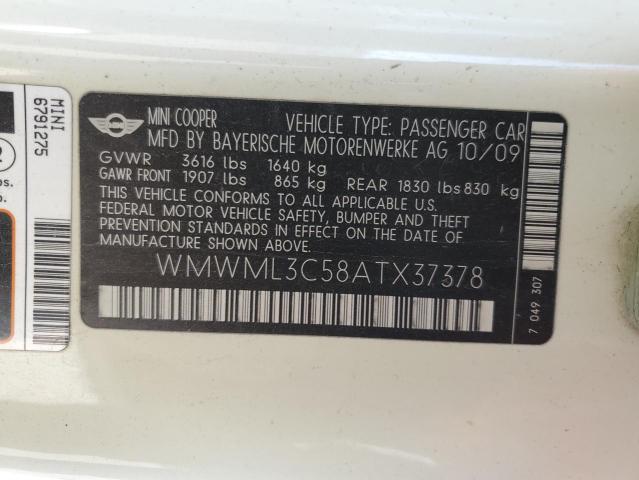 Photo 11 VIN: WMWML3C58ATX37378 - MINI COOPER CLU 