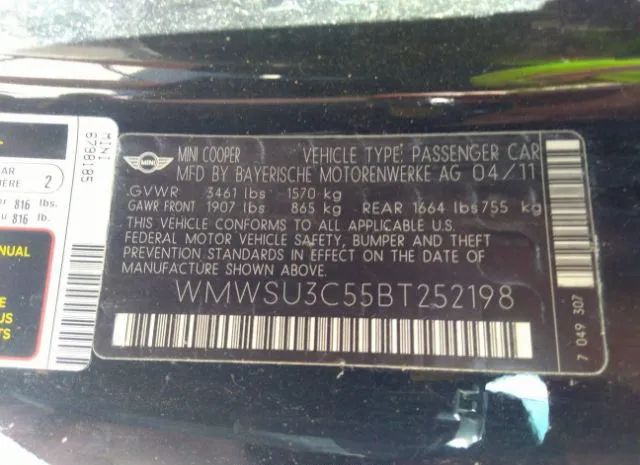 Photo 8 VIN: WMWSU3C55BT252198 - MINI COOPER HARDTOP 