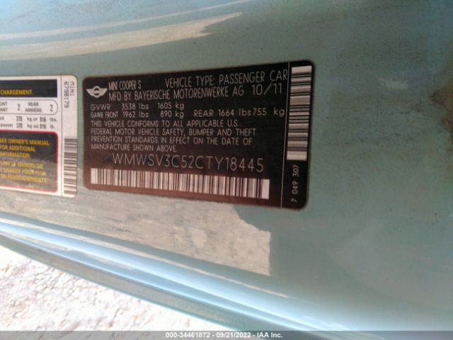 Photo 8 VIN: WMWSV3C52CTY18445 - MINI COOPER HARDTOP 