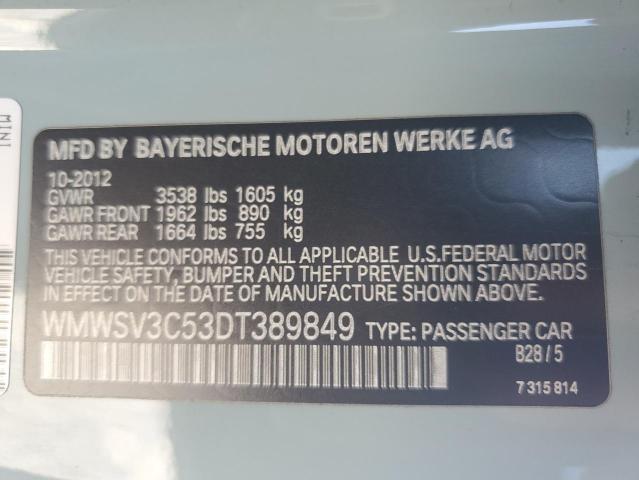 Photo 11 VIN: WMWSV3C53DT389849 - MINI COOPER S 