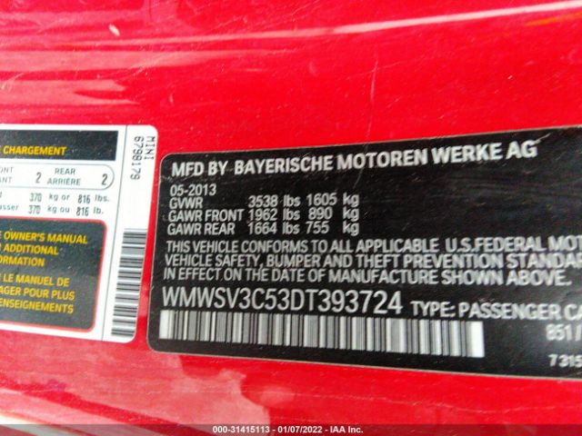 Photo 8 VIN: WMWSV3C53DT393724 - MINI COOPER HARDTOP 