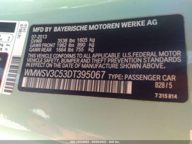 Photo 8 VIN: WMWSV3C53DT395067 - MINI COOPER HARDTOP 