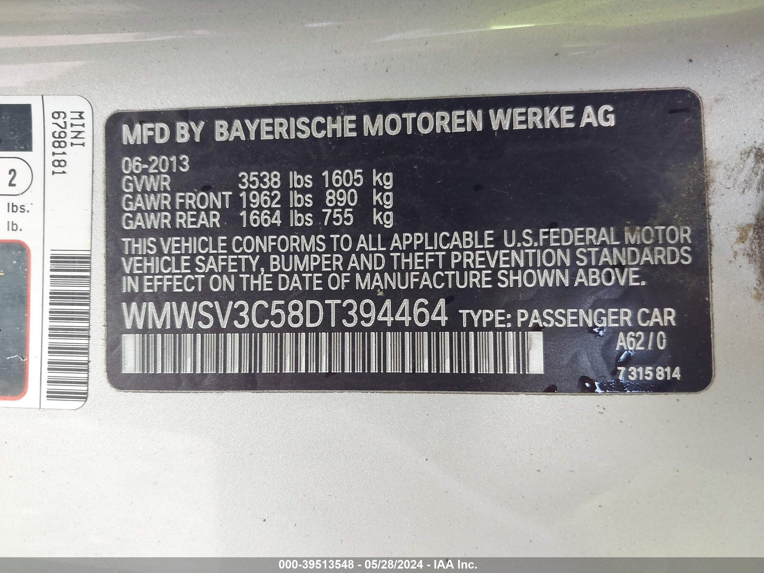 Photo 8 VIN: WMWSV3C58DT394464 - MINI HARD TOP 