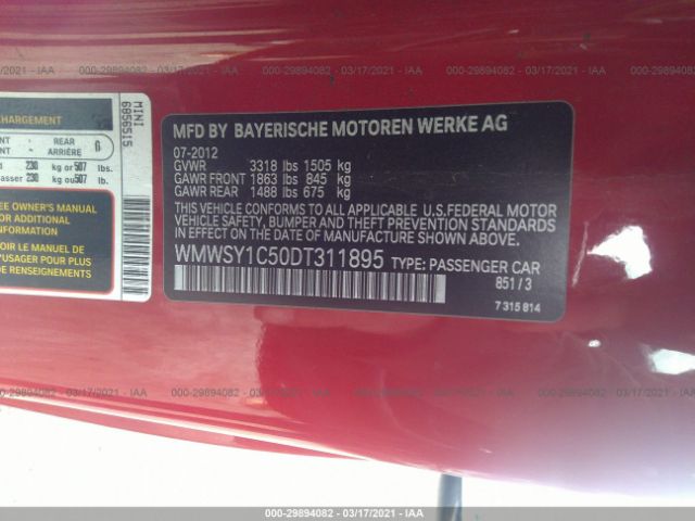 Photo 8 VIN: WMWSY1C50DT311895 - MINI COOPER ROADSTER 