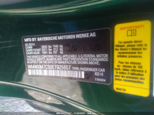 Photo 8 VIN: WMWXM7C50ET925657 - MINI COOPER HARDTOP 