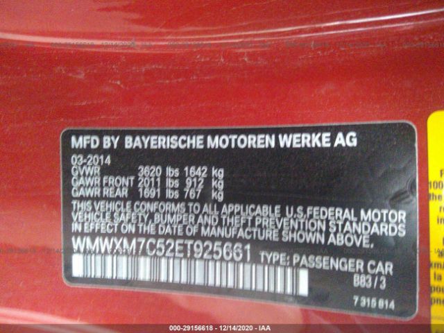 Photo 8 VIN: WMWXM7C52ET925661 - MINI COOPER HARDTOP 