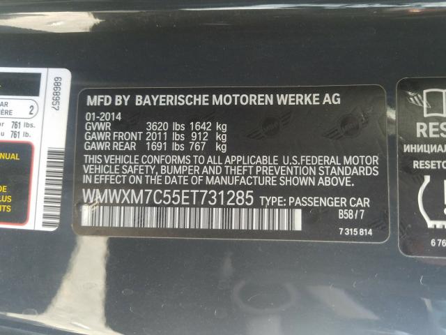 Photo 9 VIN: WMWXM7C55ET731285 - MINI COOPER S 