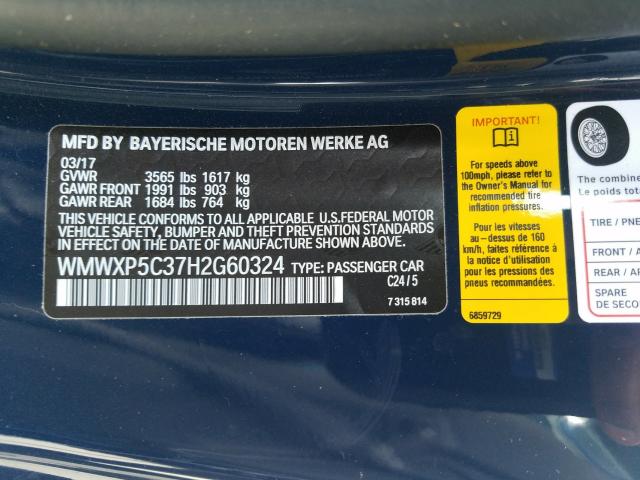 Photo 9 VIN: WMWXP5C37H2G60324 - MINI HATCH 