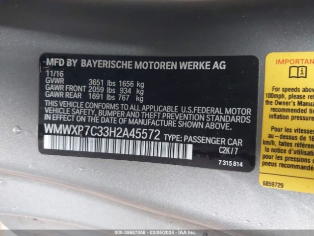 Photo 8 VIN: WMWXP7C33H2A45572 - MINI HATCH 