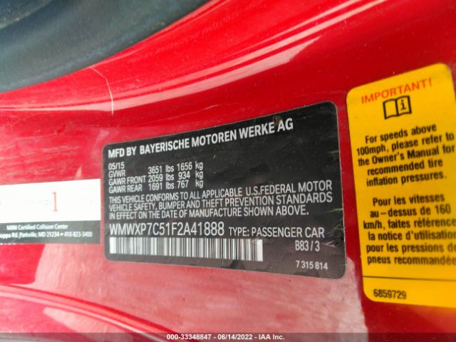 Photo 8 VIN: WMWXP7C51F2A41888 - MINI COOPER HARDTOP 