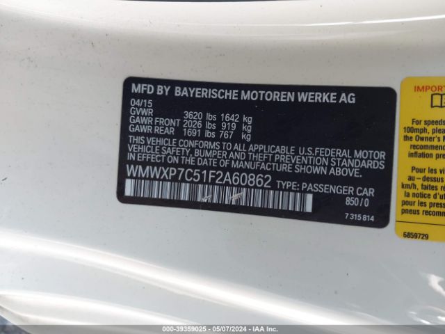 Photo 8 VIN: WMWXP7C51F2A60862 - MINI HARDTOP 