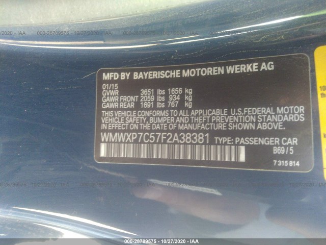 Photo 8 VIN: WMWXP7C57F2A38381 - MINI COOPER HARDTOP 