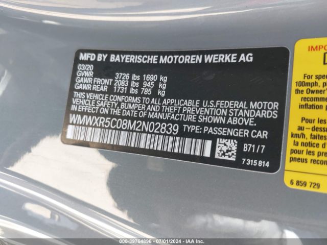 Photo 8 VIN: WMWXR5C08M2N02839 - MINI HARDTOP 