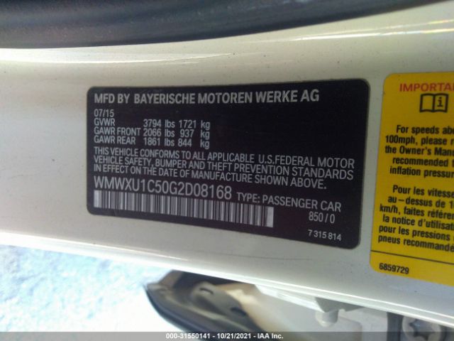 Photo 8 VIN: WMWXU1C50G2D08168 - MINI COOPER HARDTOP 4 DOOR 