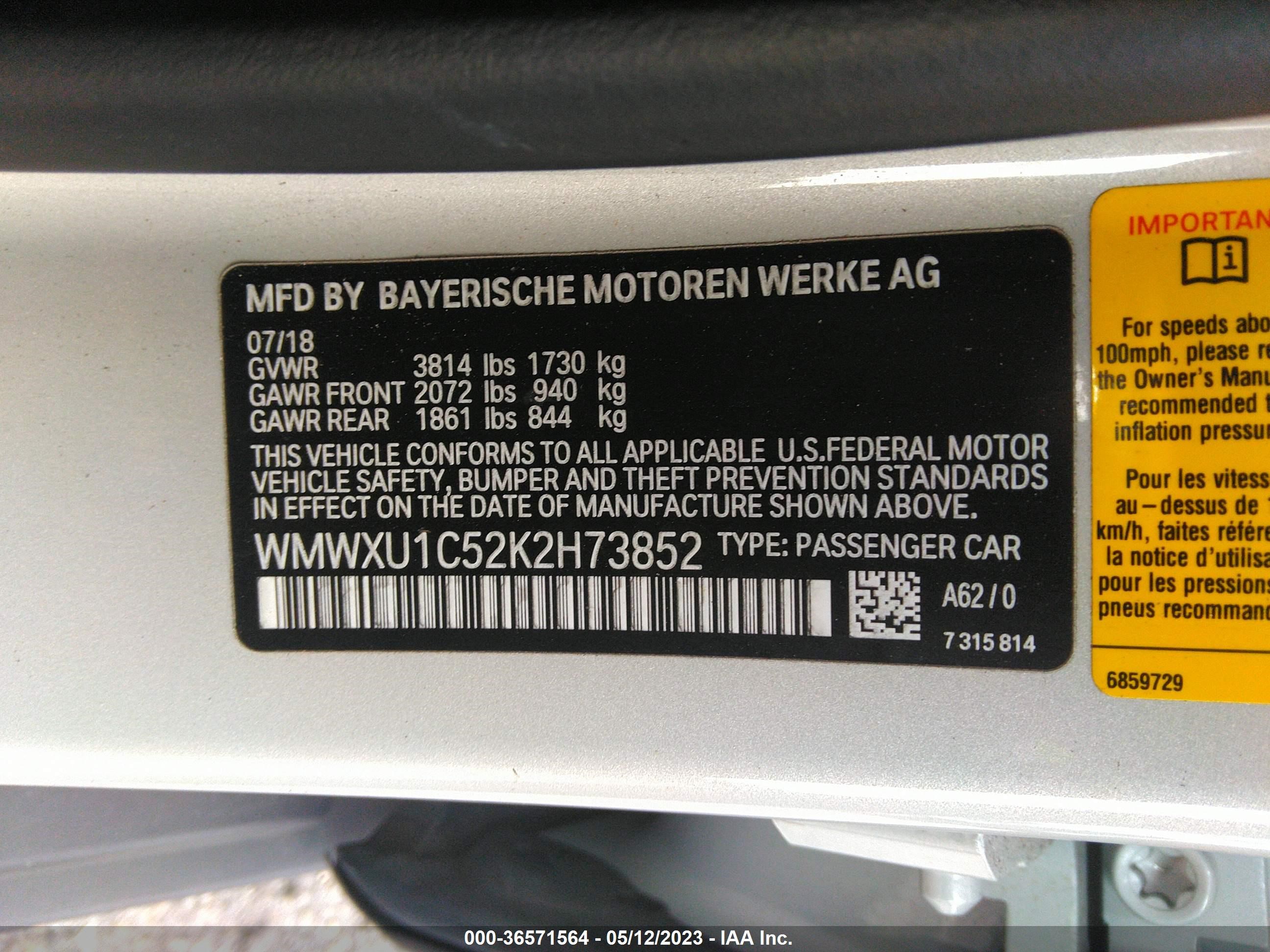 Photo 8 VIN: WMWXU1C52K2H73852 - MINI HATCH 