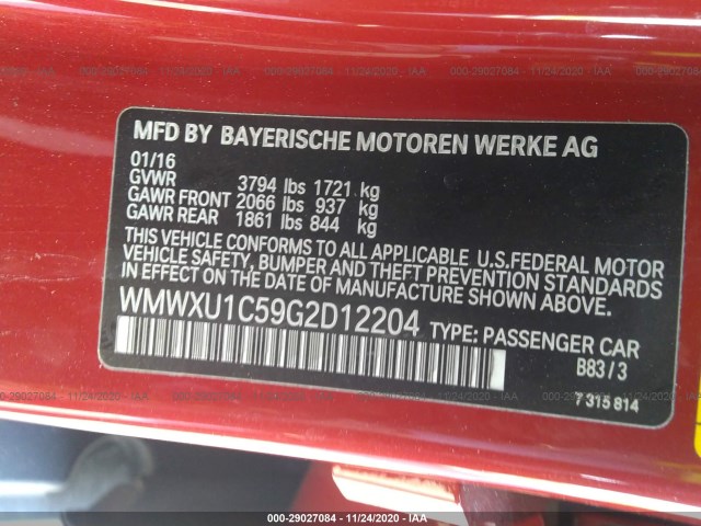 Photo 8 VIN: WMWXU1C59G2D12204 - MINI COOPER HARDTOP 4 DOOR 