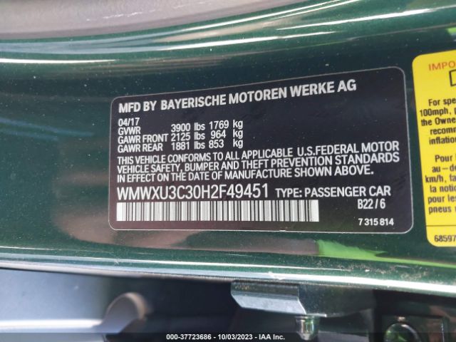 Photo 8 VIN: WMWXU3C30H2F49451 - MINI HARDTOP 4 DOOR 