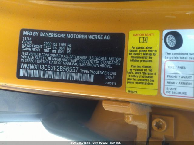 Photo 8 VIN: WMWXU3C53F2B56557 - MINI COOPER HARDTOP 4 DOOR 