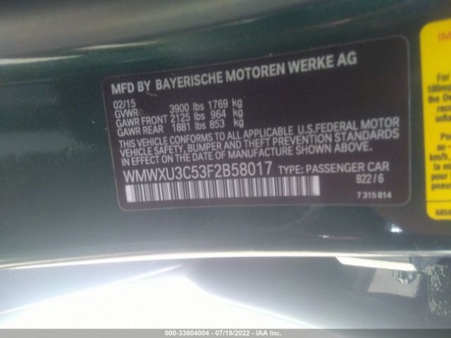 Photo 8 VIN: WMWXU3C53F2B58017 - MINI COOPER HARDTOP 4 DOOR 