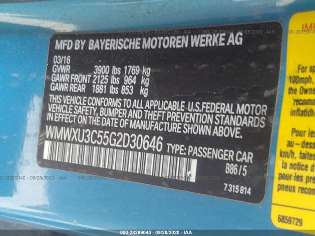 Photo 8 VIN: WMWXU3C55G2D30646 - MINI COOPER HARDTOP 4 DOOR 