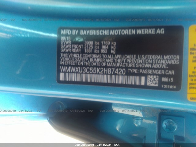 Photo 8 VIN: WMWXU3C55K2H87420 - MINI HARDTOP 4 DOOR 