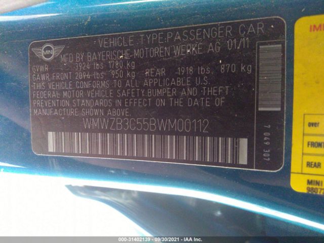 Photo 8 VIN: WMWZB3C55BWM00112 - MINI COOPER COUNTRYMAN 