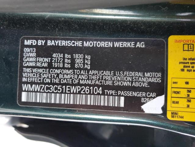 Photo 11 VIN: WMWZC3C51EWP26104 - MINI COOPER 