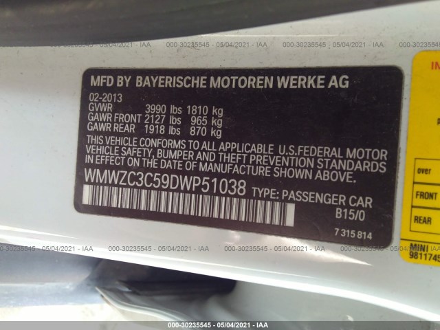 Photo 8 VIN: WMWZC3C59DWP51038 - MINI COOPER COUNTRYMAN 