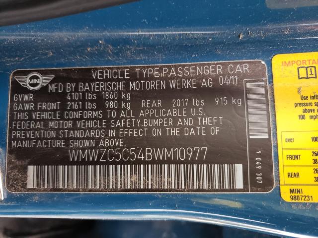 Photo 9 VIN: WMWZC5C54BWM10977 - MINI COUNTRYMAN 