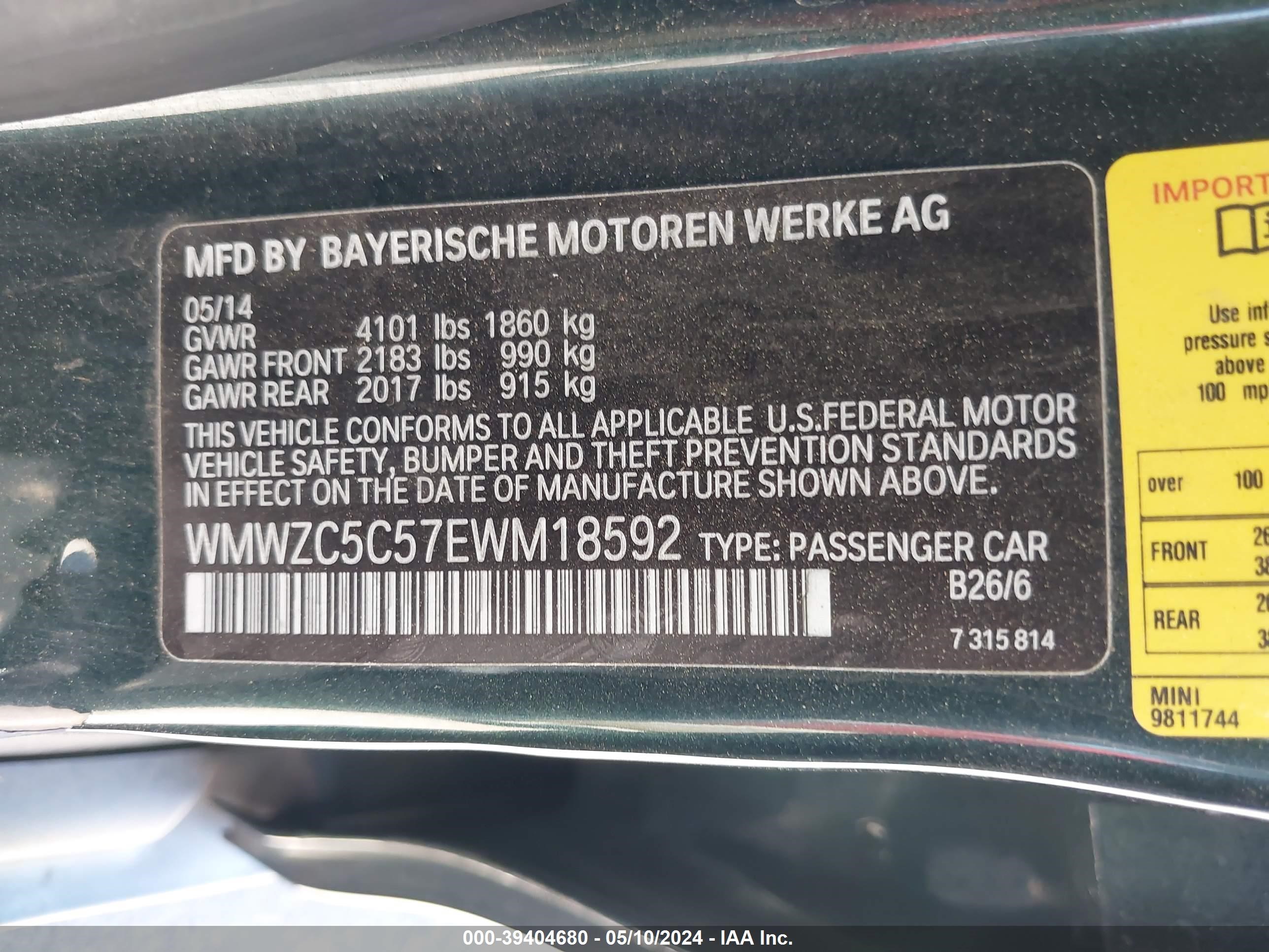 Photo 8 VIN: WMWZC5C57EWM18592 - MINI COUNTRYMAN 