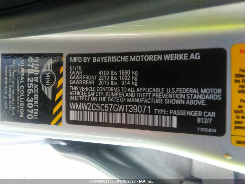 Photo 8 VIN: WMWZC5C57GWT39071 - MINI COUNTRYMAN 