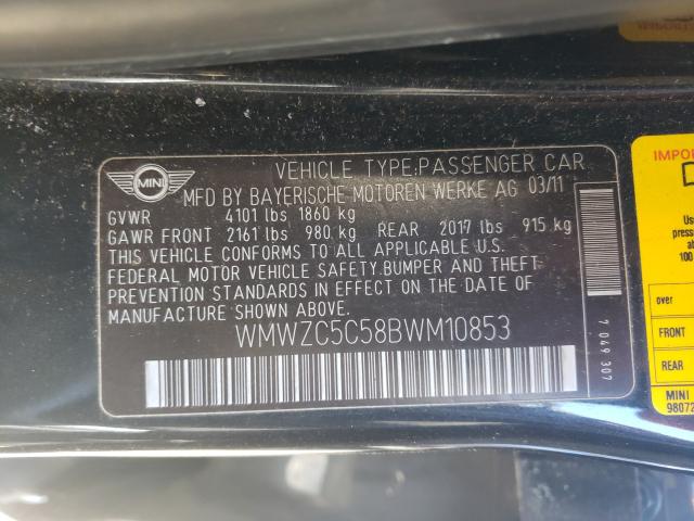 Photo 9 VIN: WMWZC5C58BWM10853 - MINI COOPER S C 