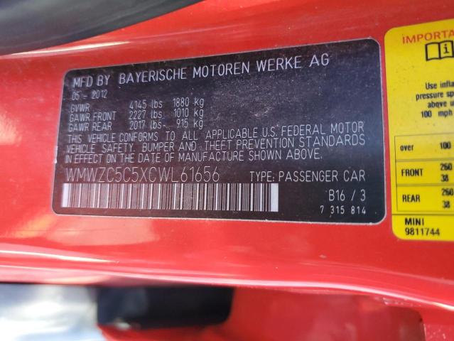 Photo 11 VIN: WMWZC5C5XCWL61656 - MINI COOPER S C 