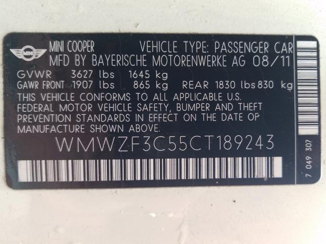 Photo 9 VIN: WMWZF3C55CT189243 - MINI COOPER CLU 