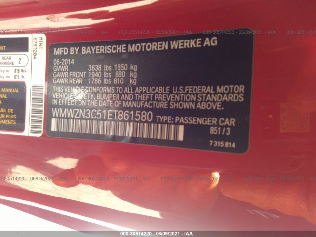 Photo 8 VIN: WMWZN3C51ET861580 - MINI COOPER CONVERTIBLE 