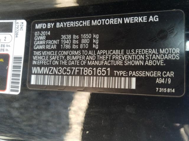 Photo 9 VIN: WMWZN3C57FT861651 - MINI COOPER 