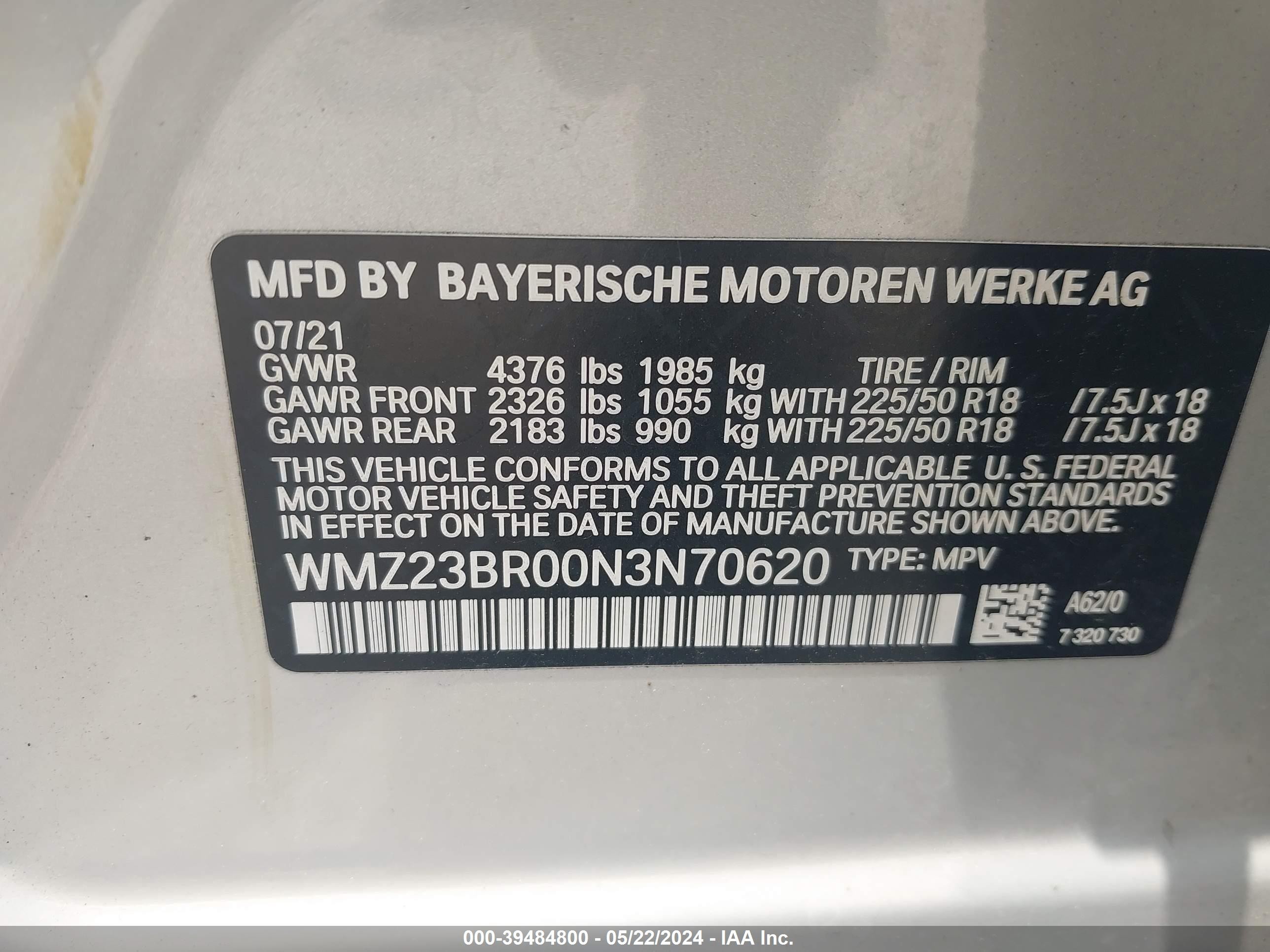 Photo 8 VIN: WMZ23BR00N3N70620 - MINI COUNTRYMAN 