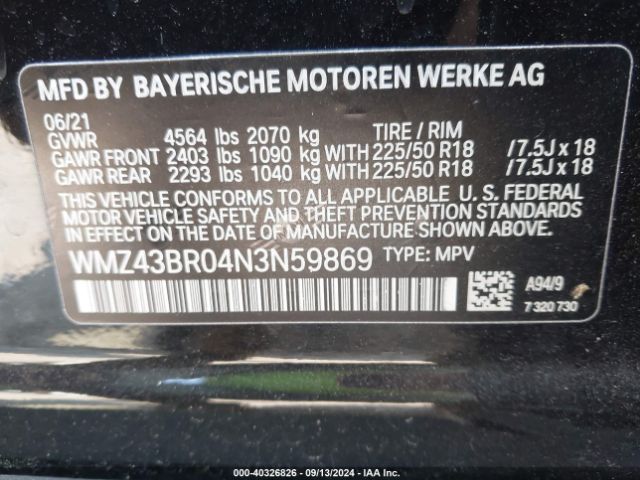 Photo 8 VIN: WMZ43BR04N3N59869 - MINI COUNTRYMAN 