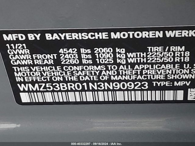 Photo 8 VIN: WMZ53BR01N3N90923 - MINI COUNTRYMAN 